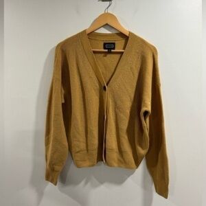 AYR "The Win Win" Cardigan 100% Cashmere Mustard Yellow Size XS